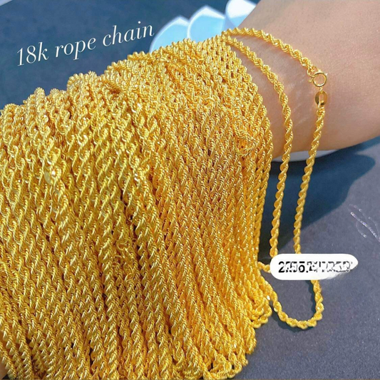 22” Rope Chain Solid 18k Saudi Gold