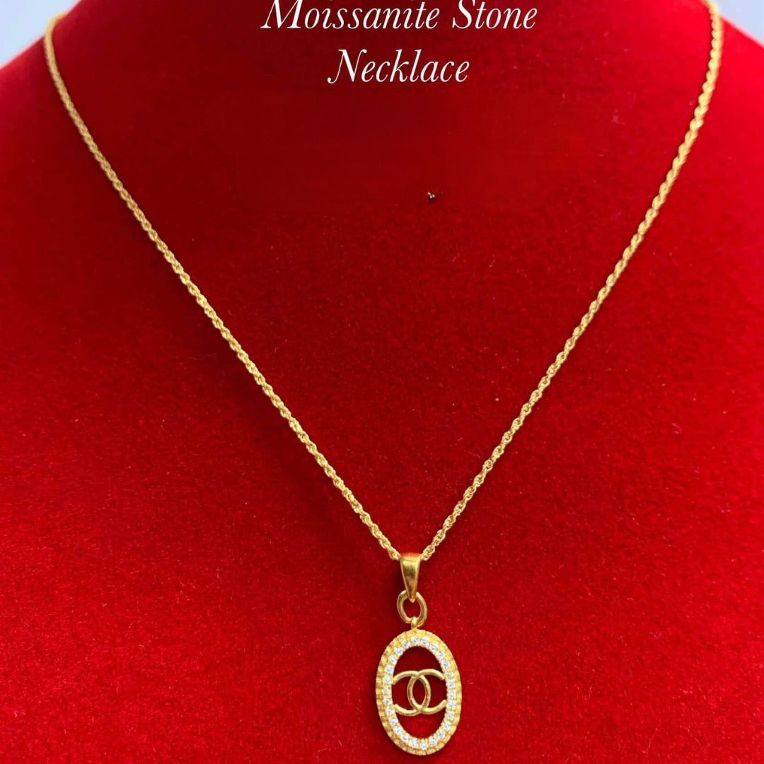 CC Diamond Moissanite Stone Pendant Only Ampaw 18k Saudi Gold