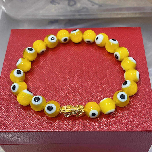 Yellow Evil Eye Piyao Bracelet Ampaw 24k Saudi Gold