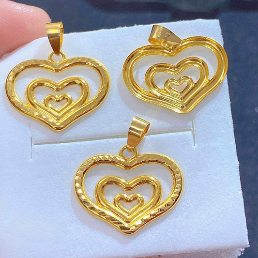 #12 Heart Pendant Solid 18k Saudi Gold