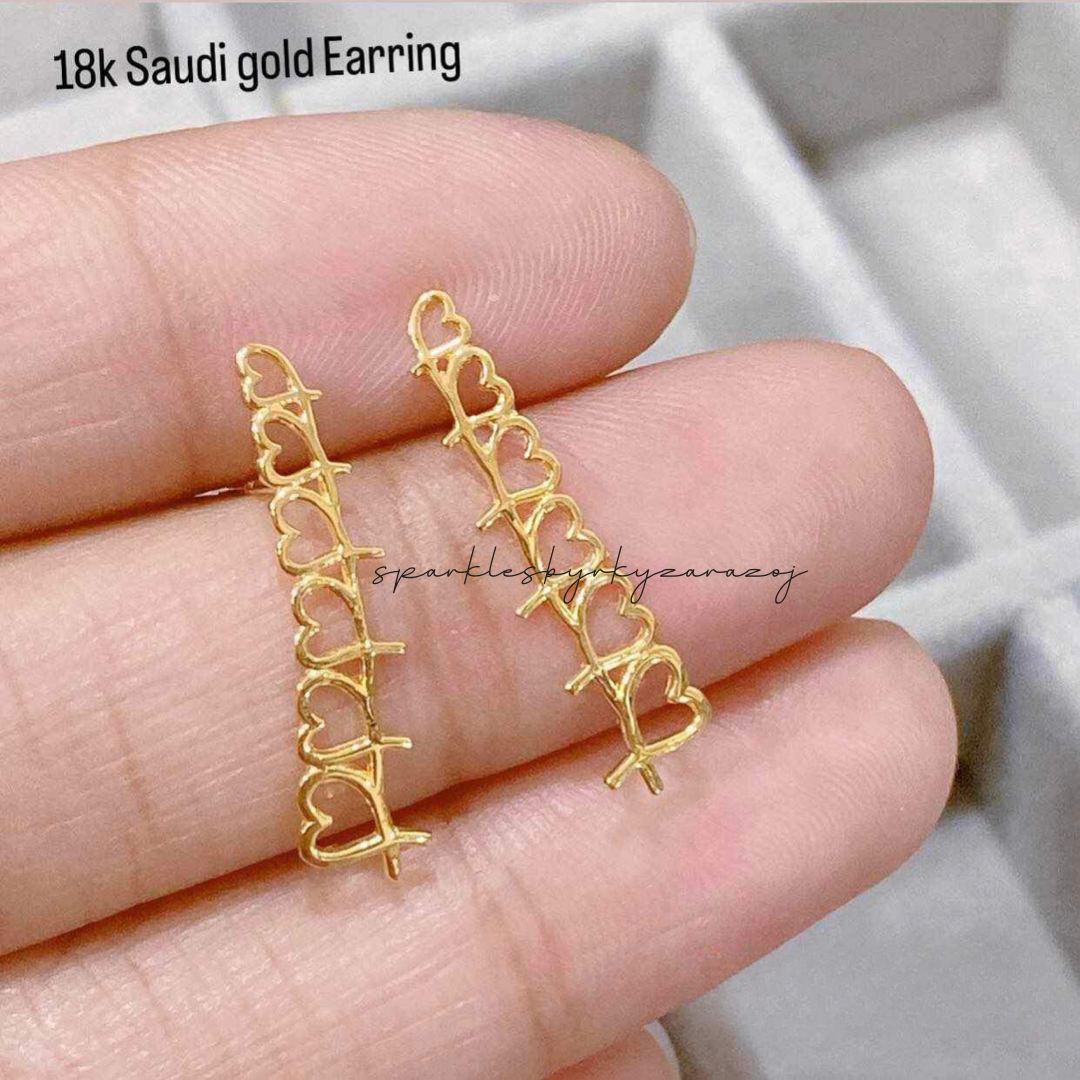 Tifanny Heart Earrings solid 18k saudi gold