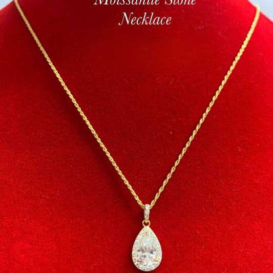 Teardrop Diamond Moissanite Stone Pendant Only Ampaw 18k Saudi Gold