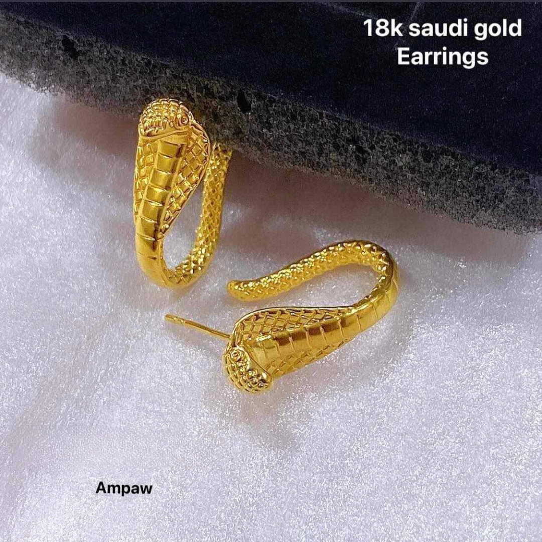 Cobra Earrings Ampaw 18k Saudi Gold