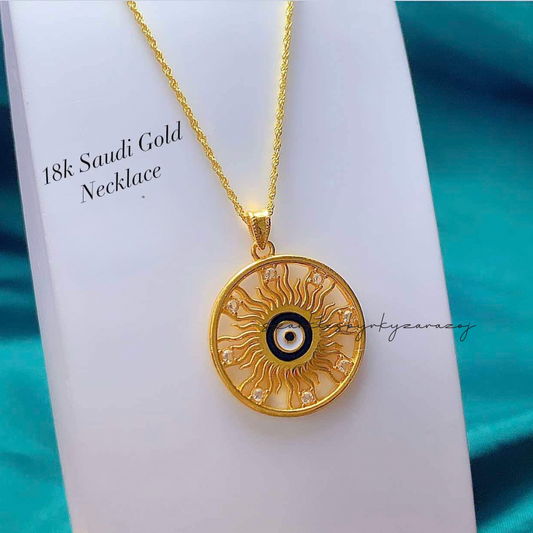 Sun Evil Eye Pendant Only Ampaw 18k Saudi Gold