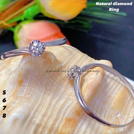 Natural Diamond Ring White Gold 18k Saudi Gold