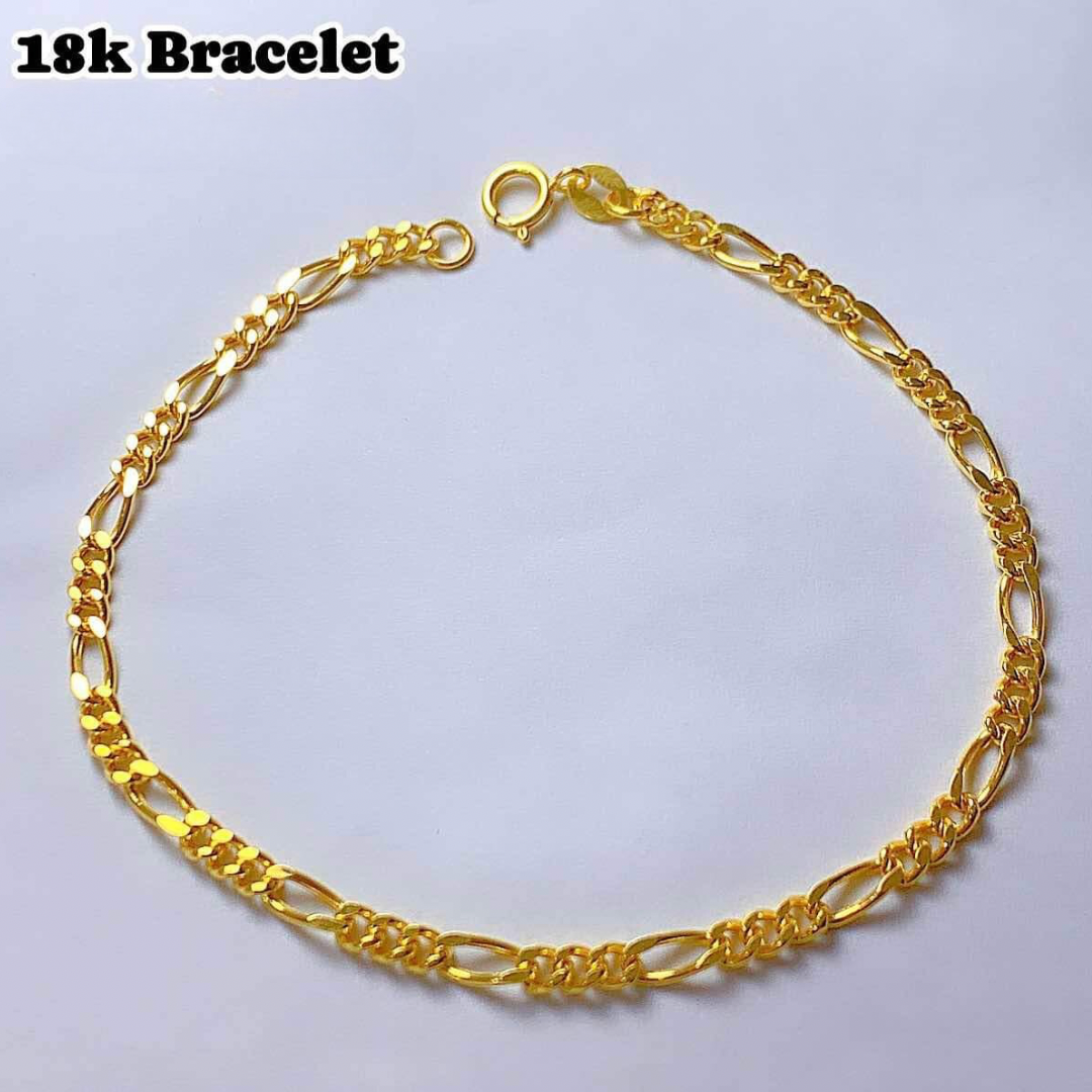 Figaro Chain Bracelet 18k Saudi Gold