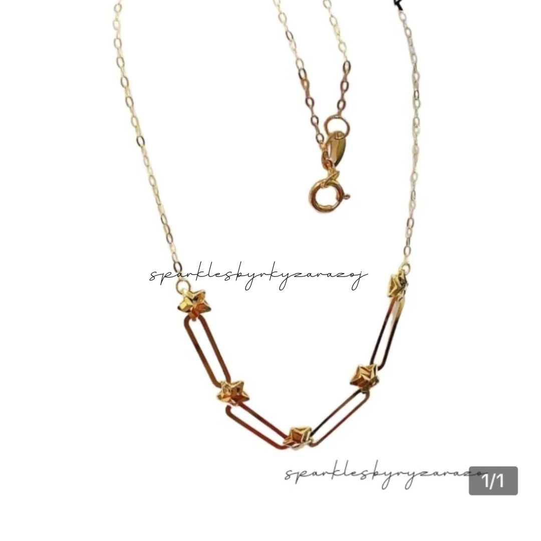 Paperclip Star Necklace 18k Saudi Gold