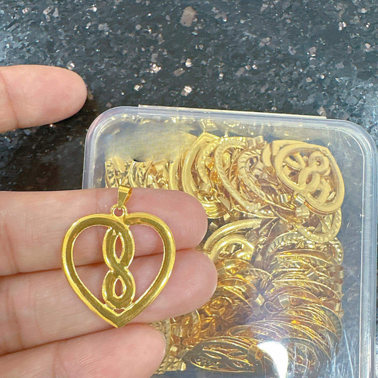 Infinity Heart Pendant Solid 18k Saudi Gold