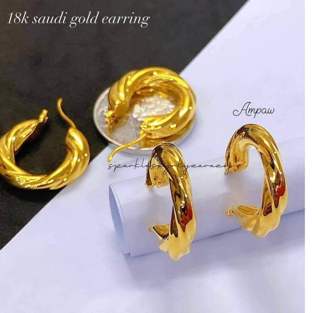 Level 4 Twisted Earrings Ampaw 18k Saudi Gold