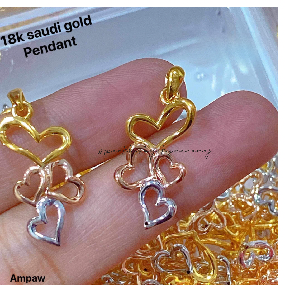 Quadro Heart Pendant Ampaw 18k Saudi Gold