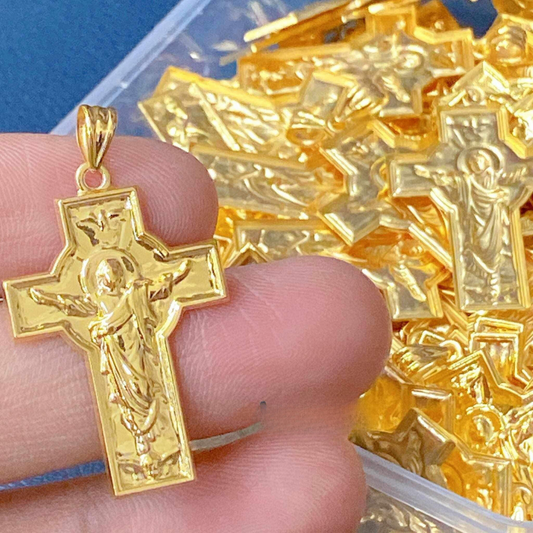 #11 Golden Cross Pendant Solid 18k Saudi Gold