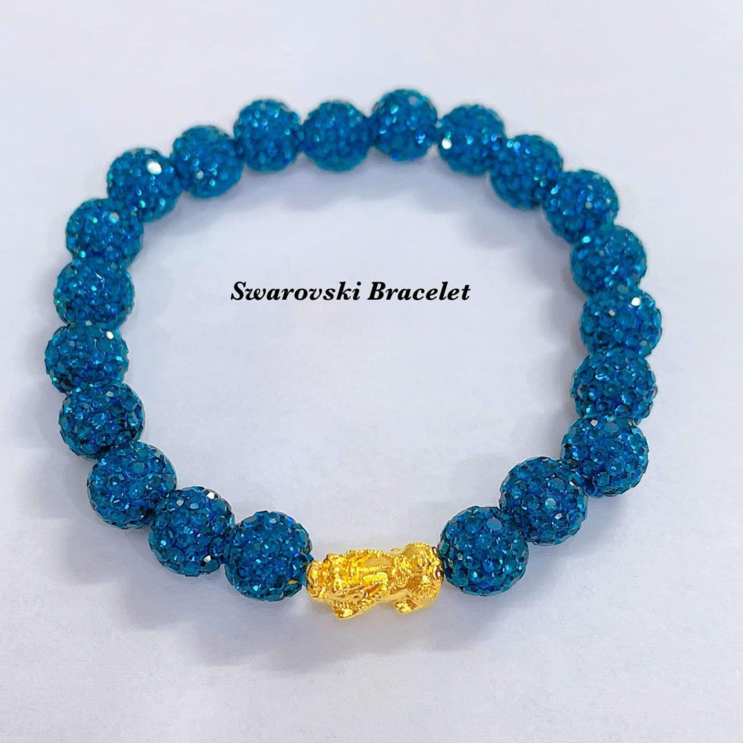 Dark Blue Swarovski Bracelet 18k Saudi Gold