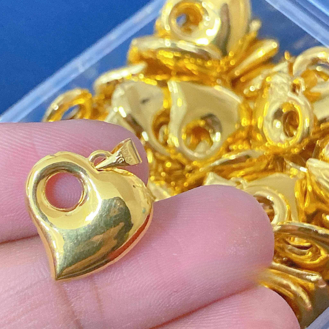 Hole Heart Pendant Solid 18k Saudi Gold