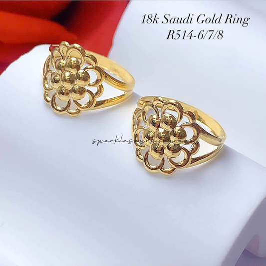 Gold Flower Ring 18k Saudi Gold