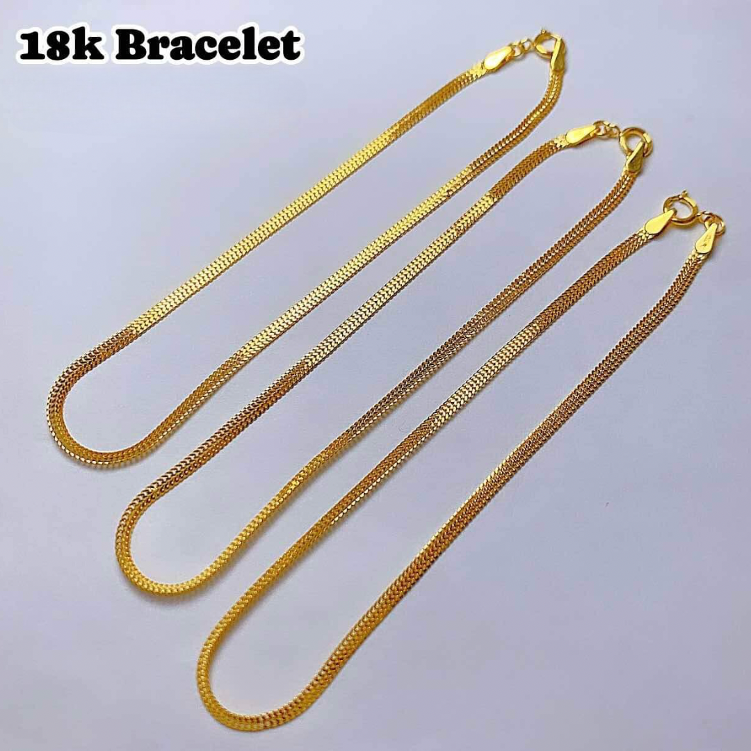 Flat Chain Bracelet 18k Saudi Gold