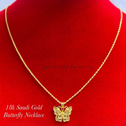 Twin Butterfly Pendant Only Ampaw 18k Saudi Gold