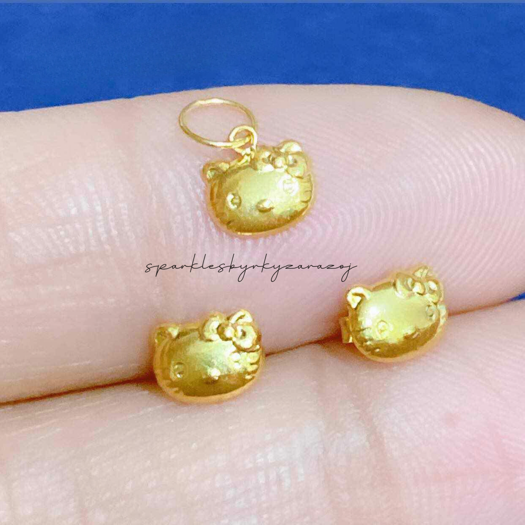 Set Hello Kitty Pendant Solid 18k Saudi Gold