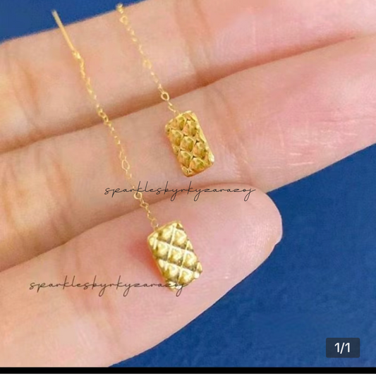 Square Dia Earrings Tiktak 18k Saudi Gold