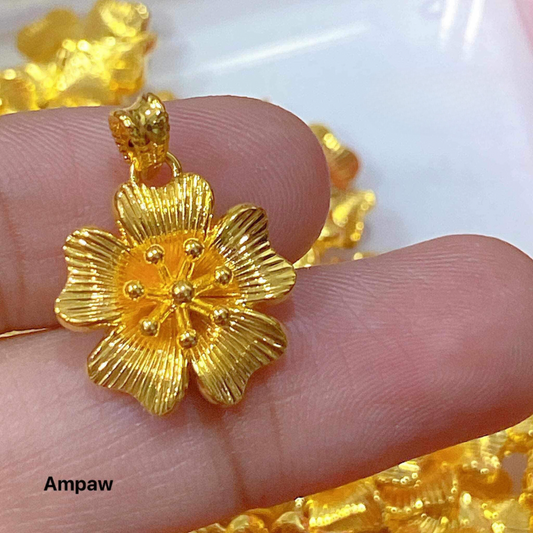 Gumamela Flower Pendant Ampaw 18k Saudi Gold