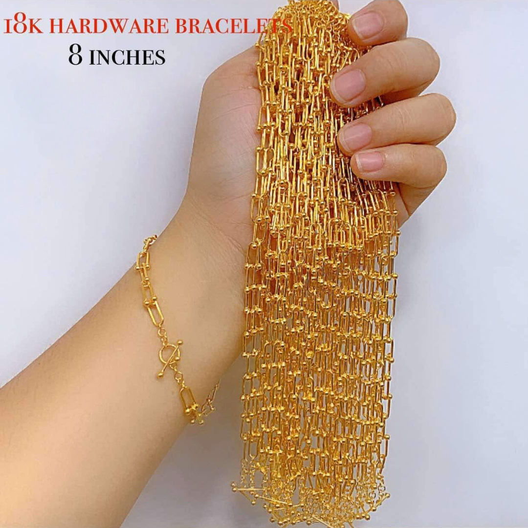 8" Hardware Bracelet 18k Saudi Gold