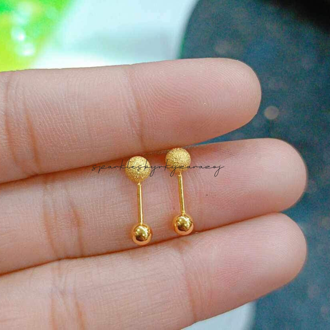 Twin Ball Earrings 18k Saudi Gold