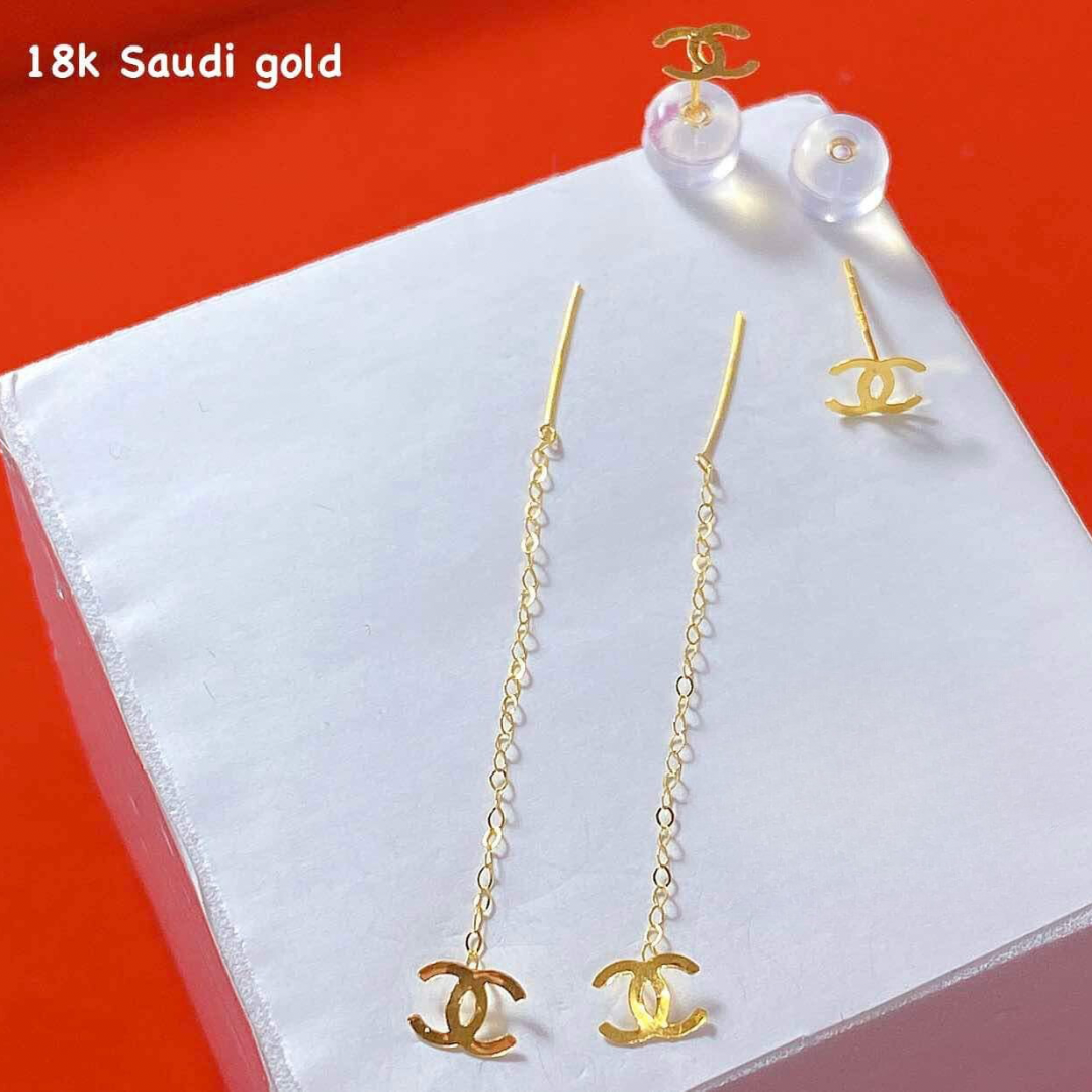 CC Tictac Earrings 18k Saudi Gold