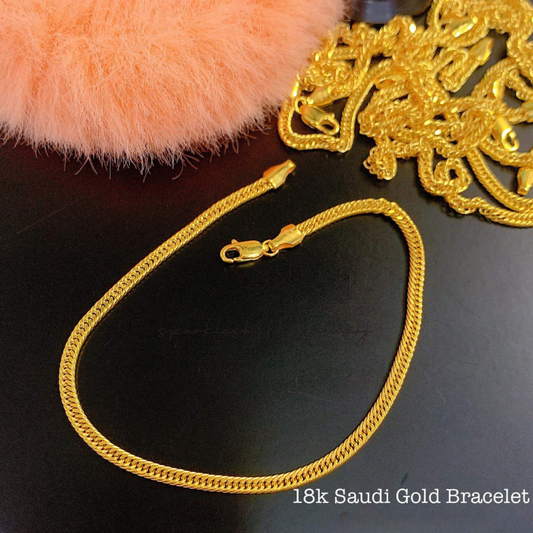 Flat Chain Bracelet Solid 18k Saudi Gold