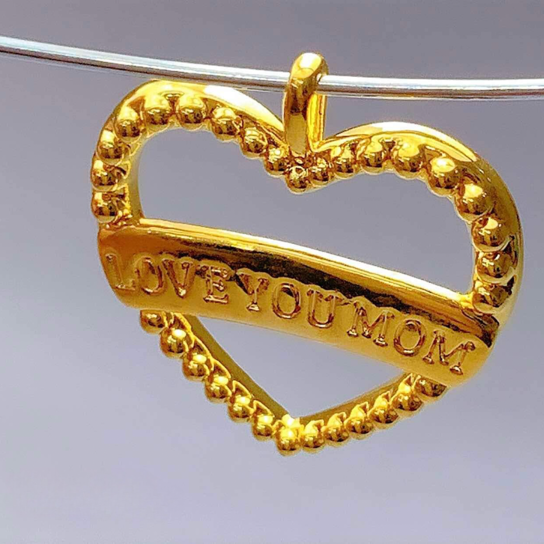 LOVE YOU MOM Heart Pendant Ampaw 18k Saudi Gold