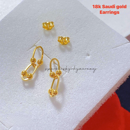 Twin Hardware Earrings 18k Saudi Gold