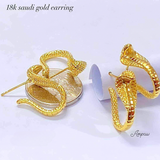 Mini Cobra Earrings Ampaw 18k Saudi Gold