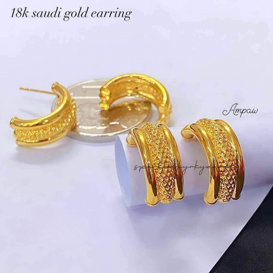 Chunky Earrings Ampaw 18k Saudi Gold