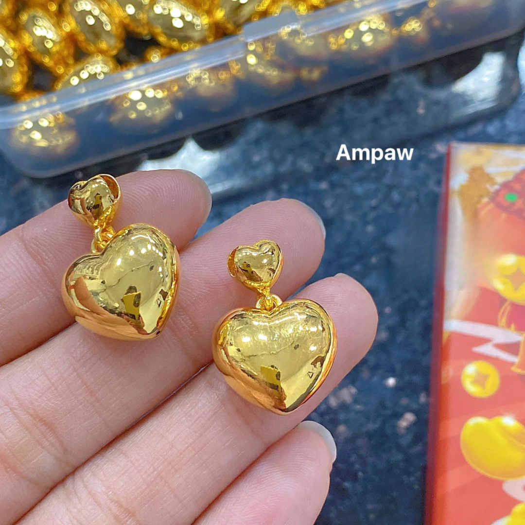 Twin Heart Ivana Pendant Ampaw 18k Saudi Gold