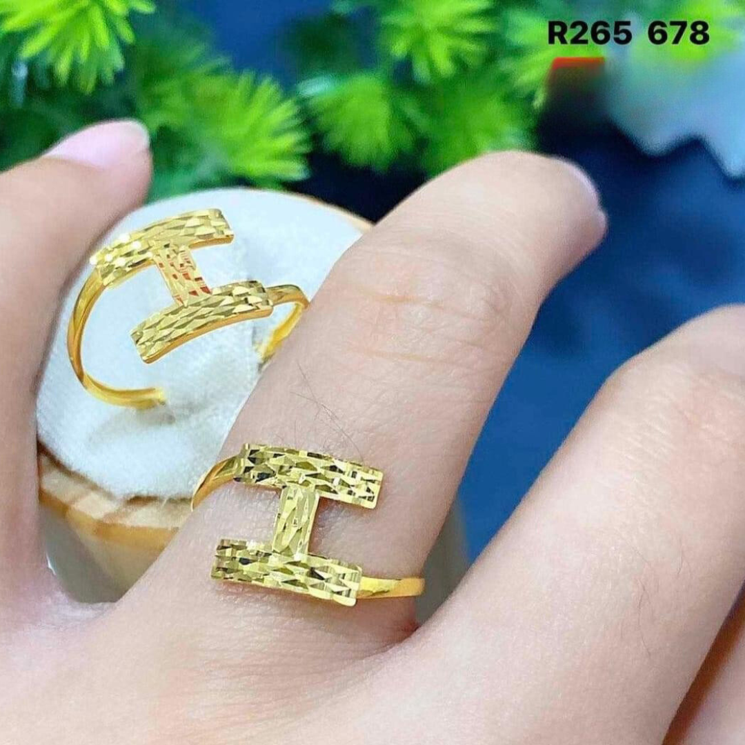 H Style Ring 18k Saudi Gold