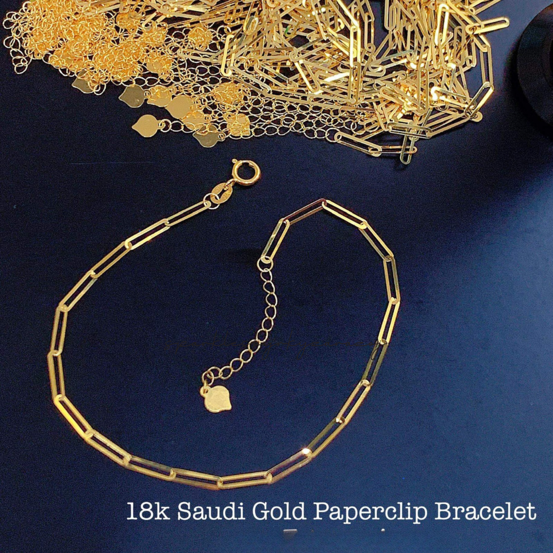 Paperclip Bracelet 18k Saudi Gold