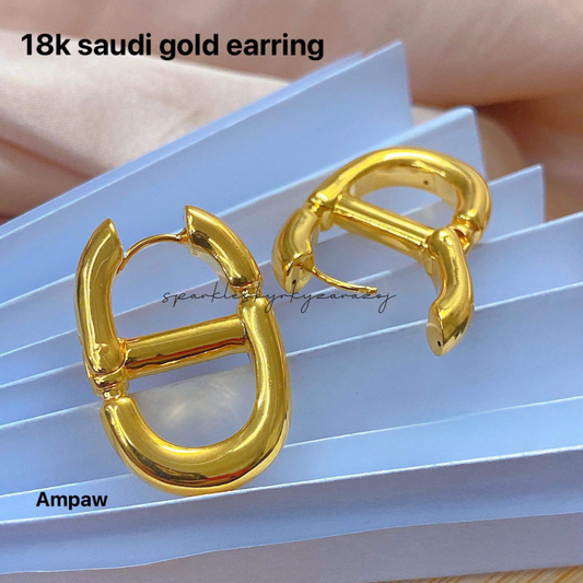 Gold Huggies Earrings Ampaw 18k Saudi Gold