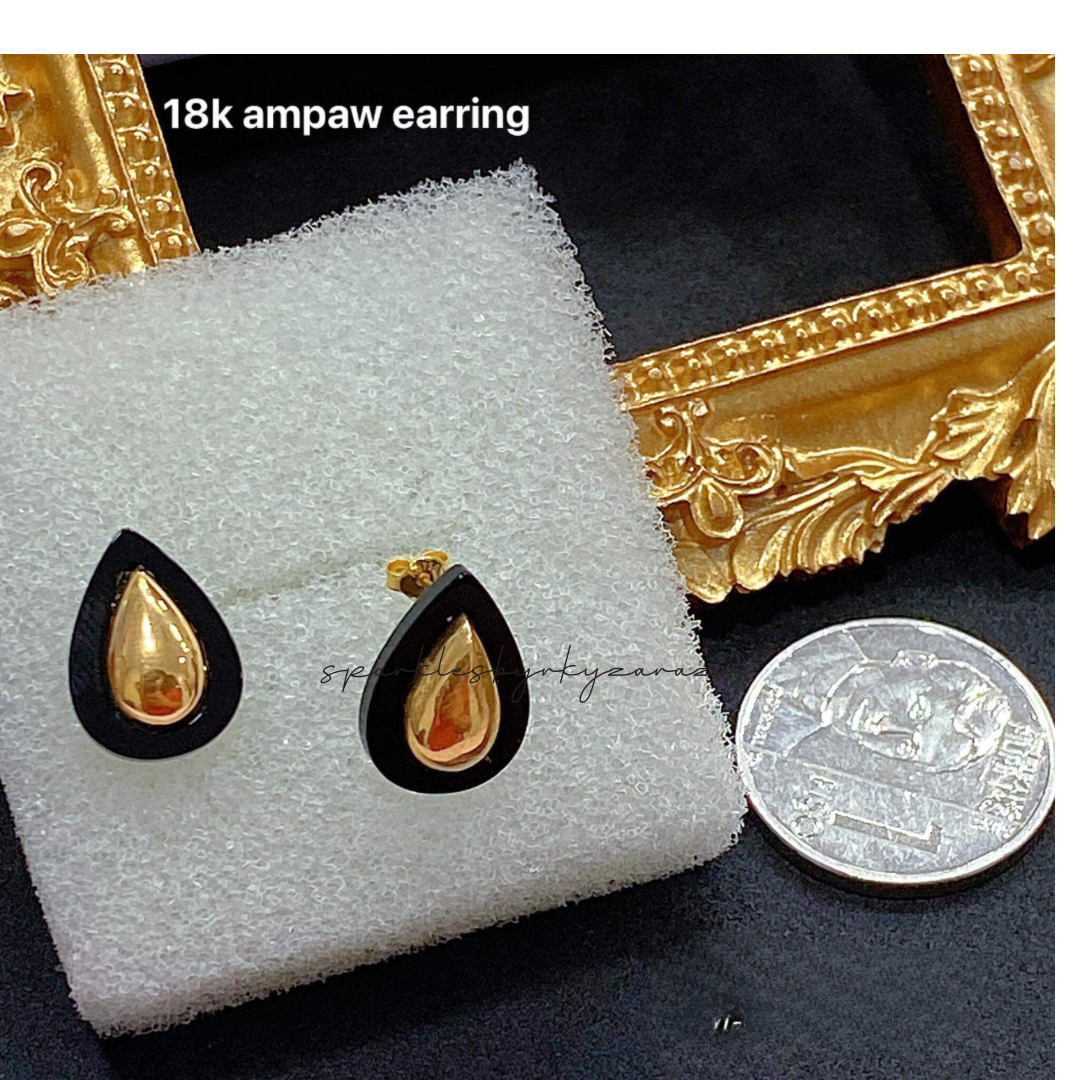 Teardrop Earrings Ampaw 18k Saudi Gold