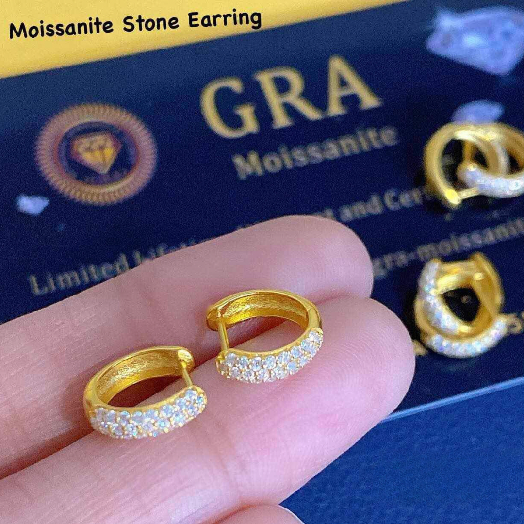 Huggie Moissanite Diamond Earrings Ampaw 18k Saudi Gold