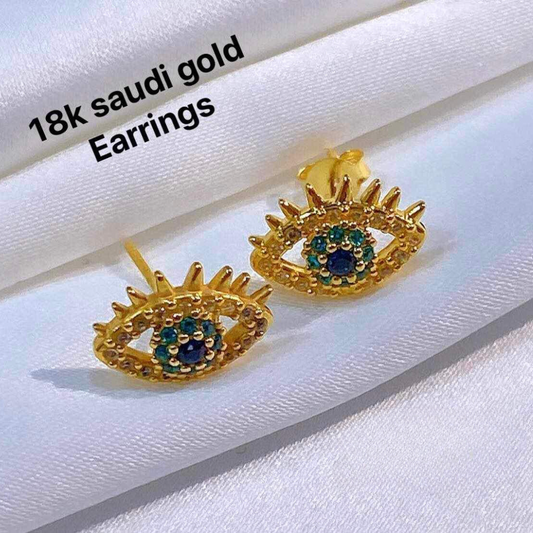 Human Eye Earrings Ampaw 18k Saudi Gold