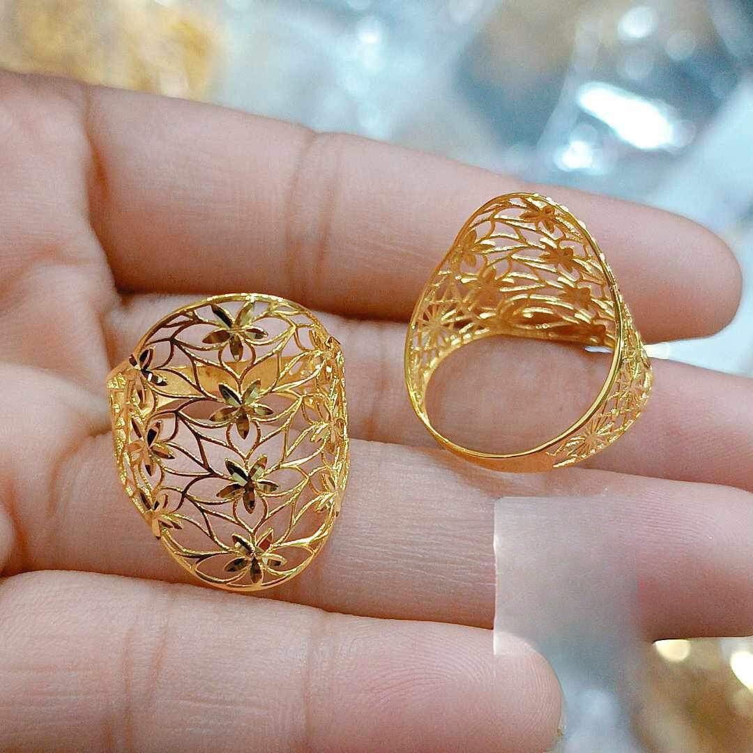 Flower Style Ring Solid 18k Saudi Gold