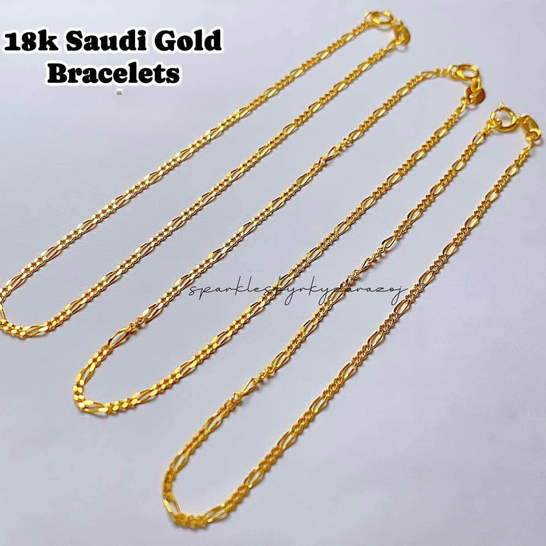 #4 Figaro Chain Bracelet 18k Saudi Gold