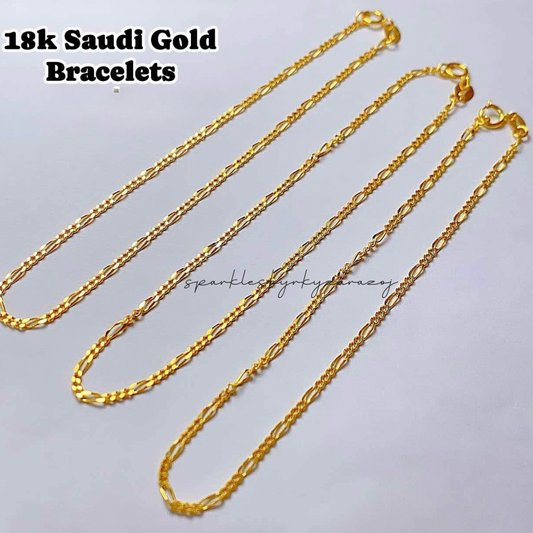 #4 Figaro Chain Bracelet 18k Saudi Gold