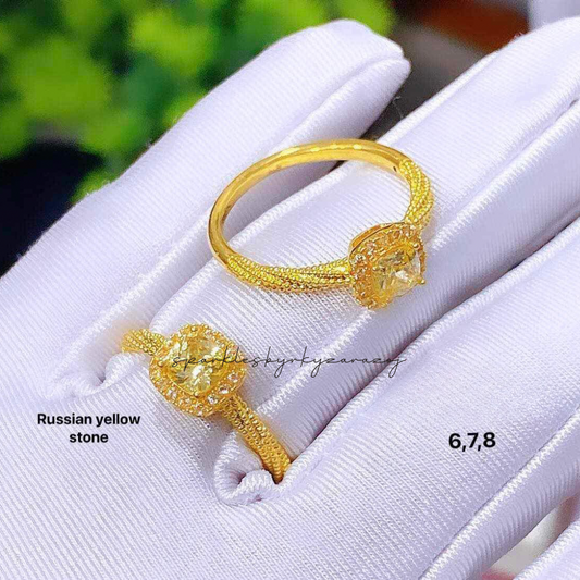 Russian Yellow Stone Ring 18k Saudi Gold