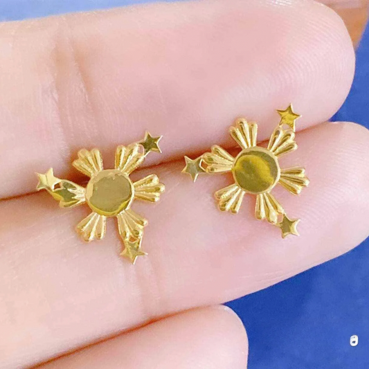 Golden Sun Earrings Solid 18k Saudi Gold