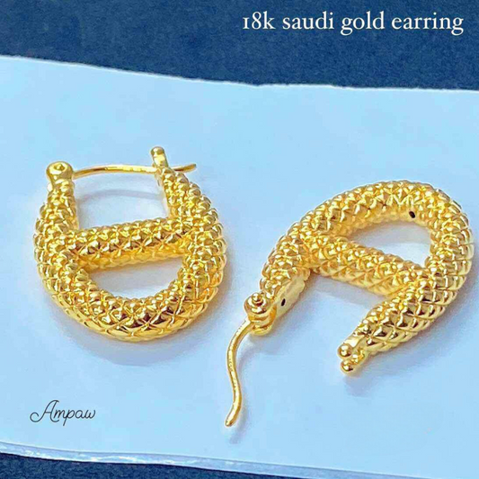 Letter A Style Rough Earrings Ampaw 18k Saudi Gold