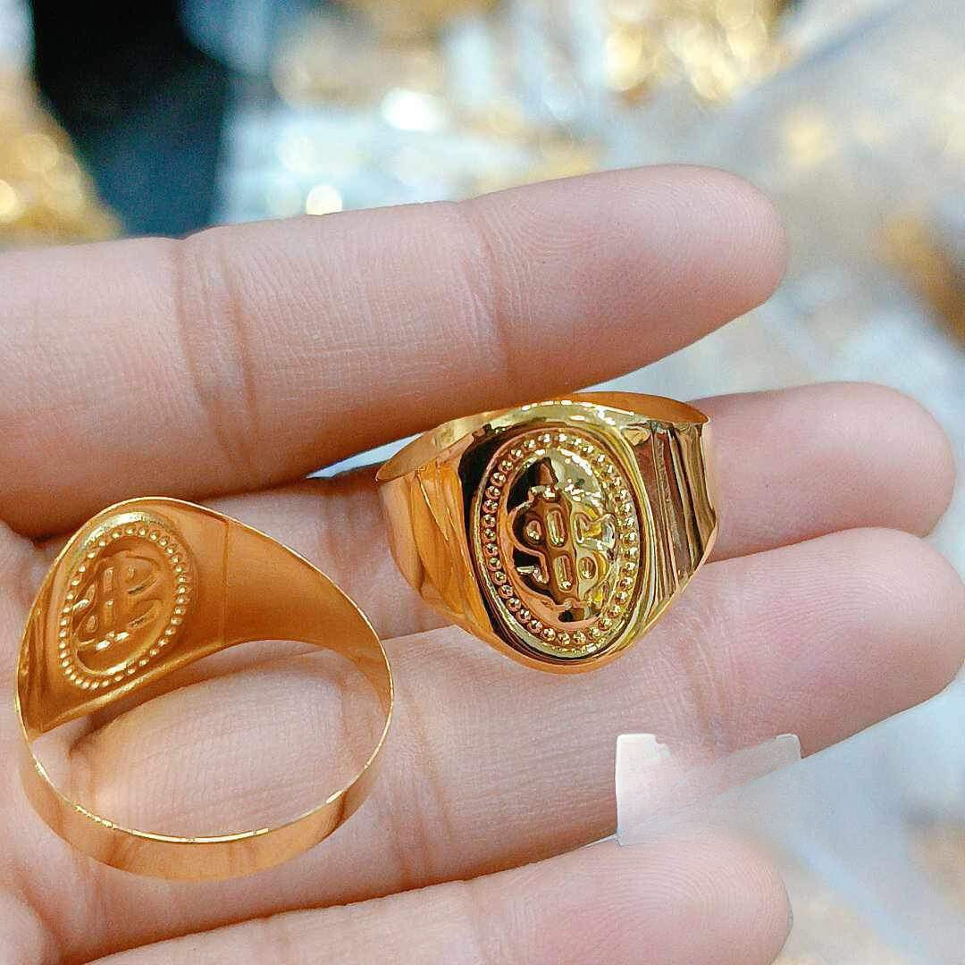 Dollar Sign Ring Solid 18k Saudi Gold