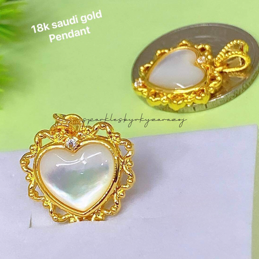 Heart stone Gold Ampaw 18k saudi gold pendant