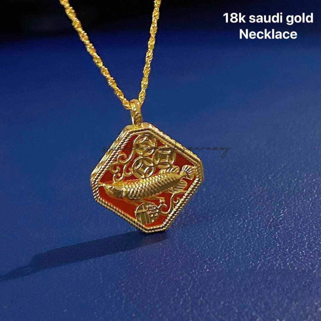 Set Arwana Chain & Pendant Ampaw 18k Saudi Gold