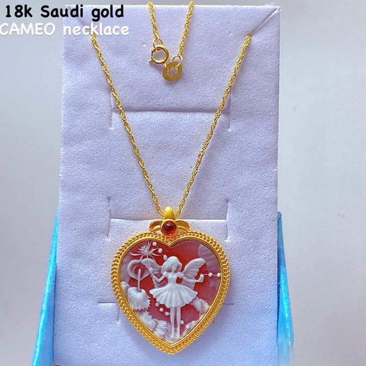 #1 Cameo Heart Necklace 18k Saudi Gold