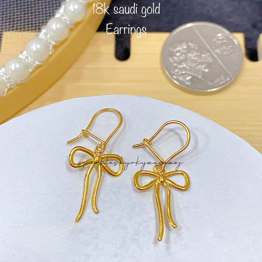 Mini Ribbon Earrings 18k Saudi Gold