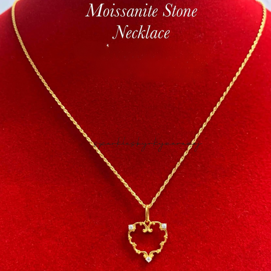 Totem Heart Moissanite Stone Pendant Only Ampaw 18k Saudi Gold